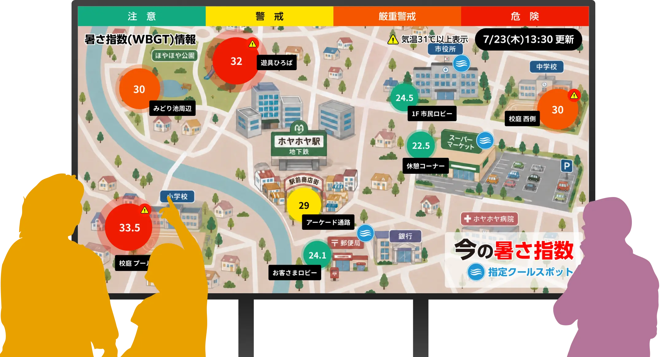 「プロット版 熱中対策情報 with SisMil」表示例